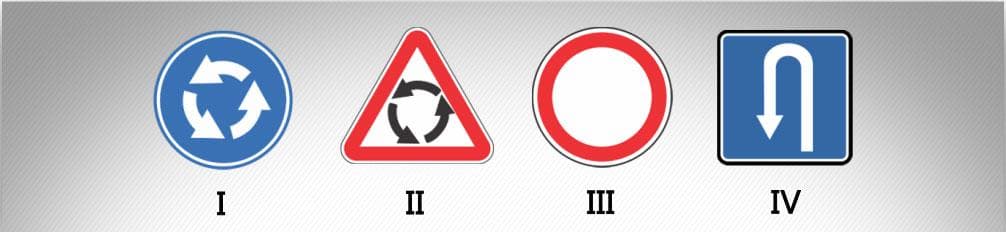 მოცემული საგზაო ნიშნებიდან რომელი აღნიშნავს მობრუნების ადგილს?